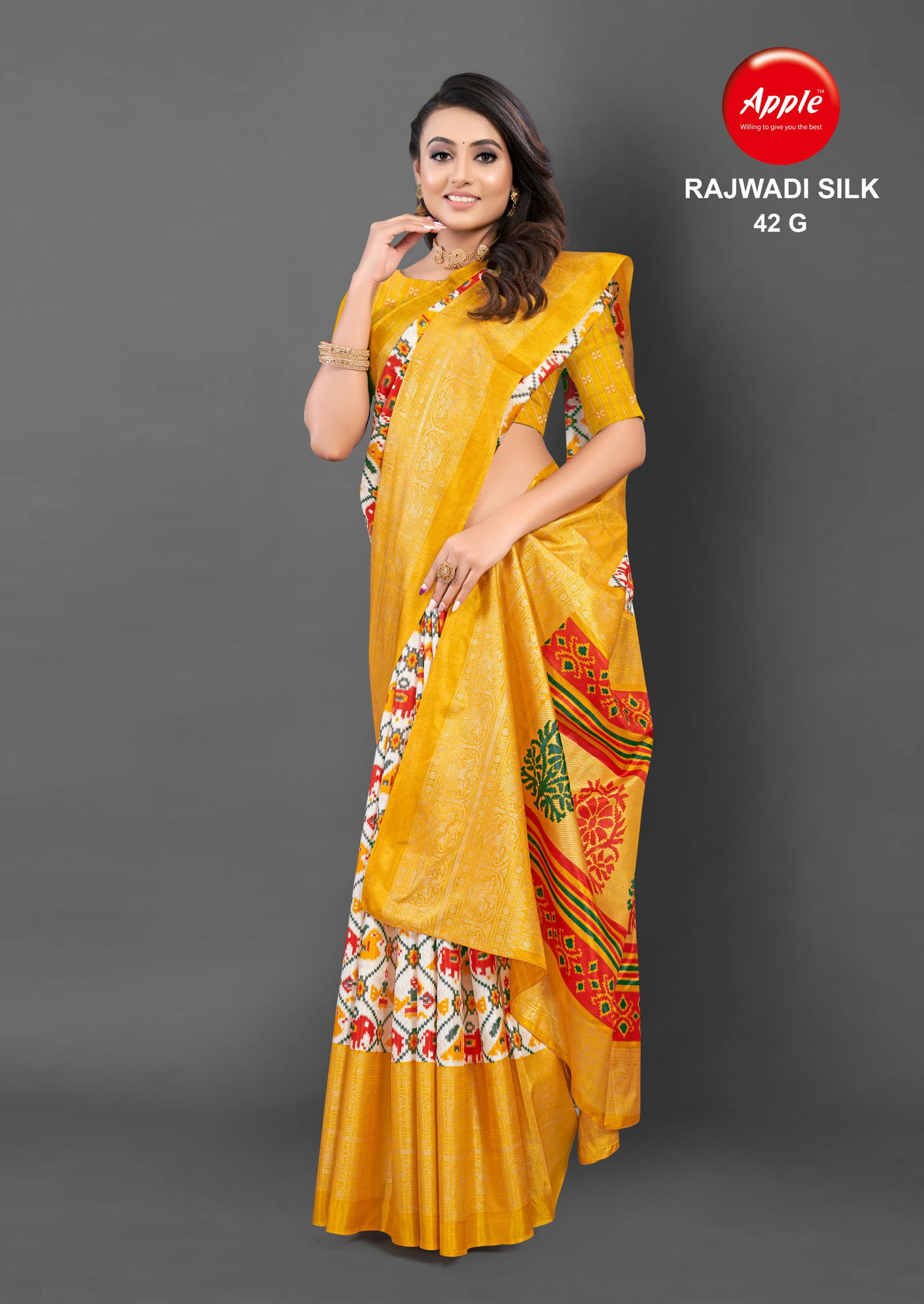 Rajwadi Silk 42 By Apple Dola Silk Printed Sarees Wholesale Market In Surat

